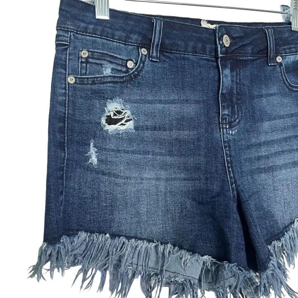 Altar’d State Fringe Distressed Denim Shorts Wash Chiara Size 28/7 - Picture 4 of 10